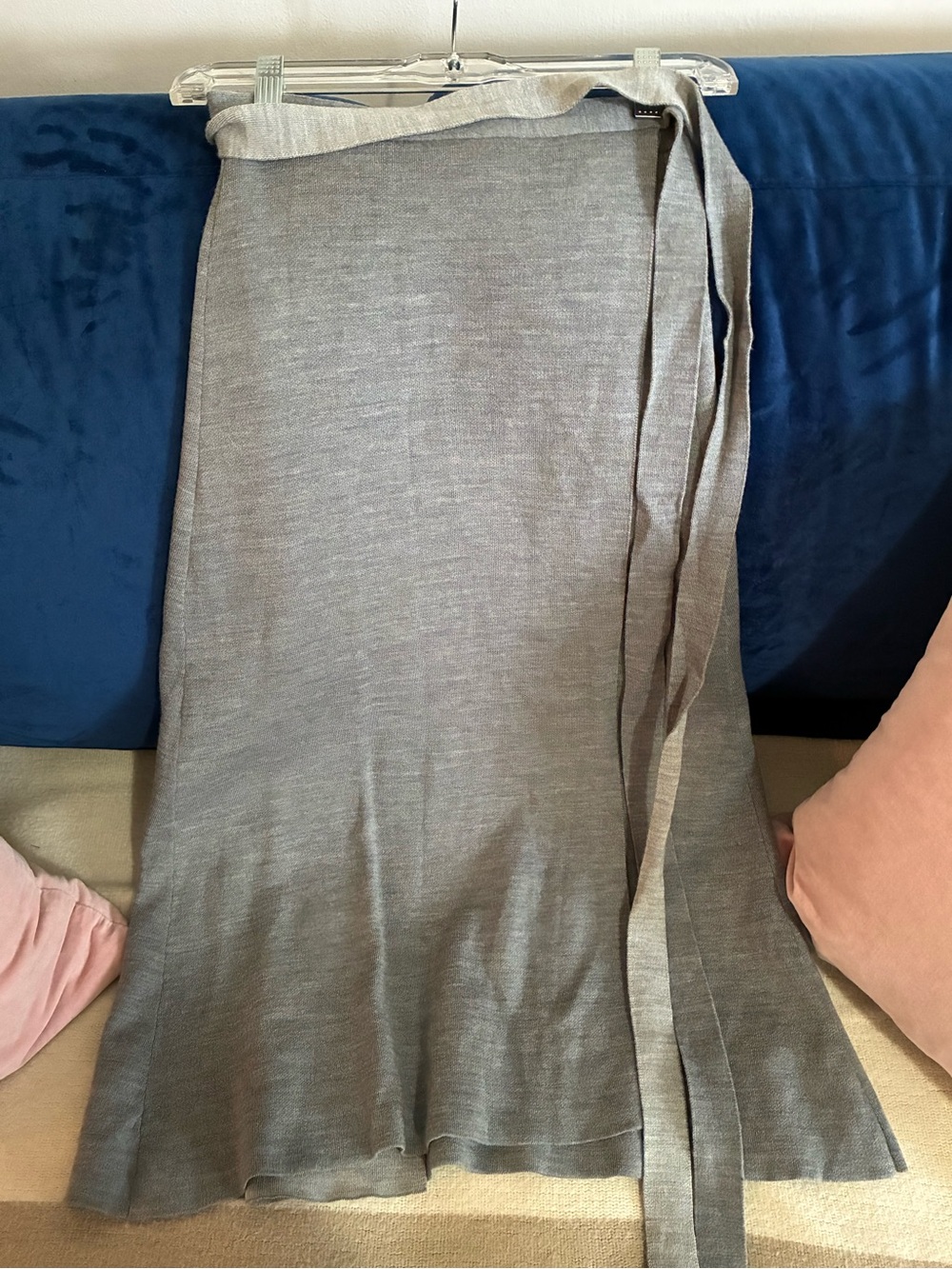 J. Crew Light Gray Reversible Merino Wool Midi Wrap Skirt